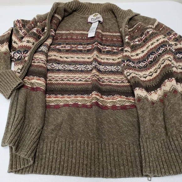Tiara International Womens Full Zip Sweater Jacket Fair Isle Size Medium - Picture 4 of 8